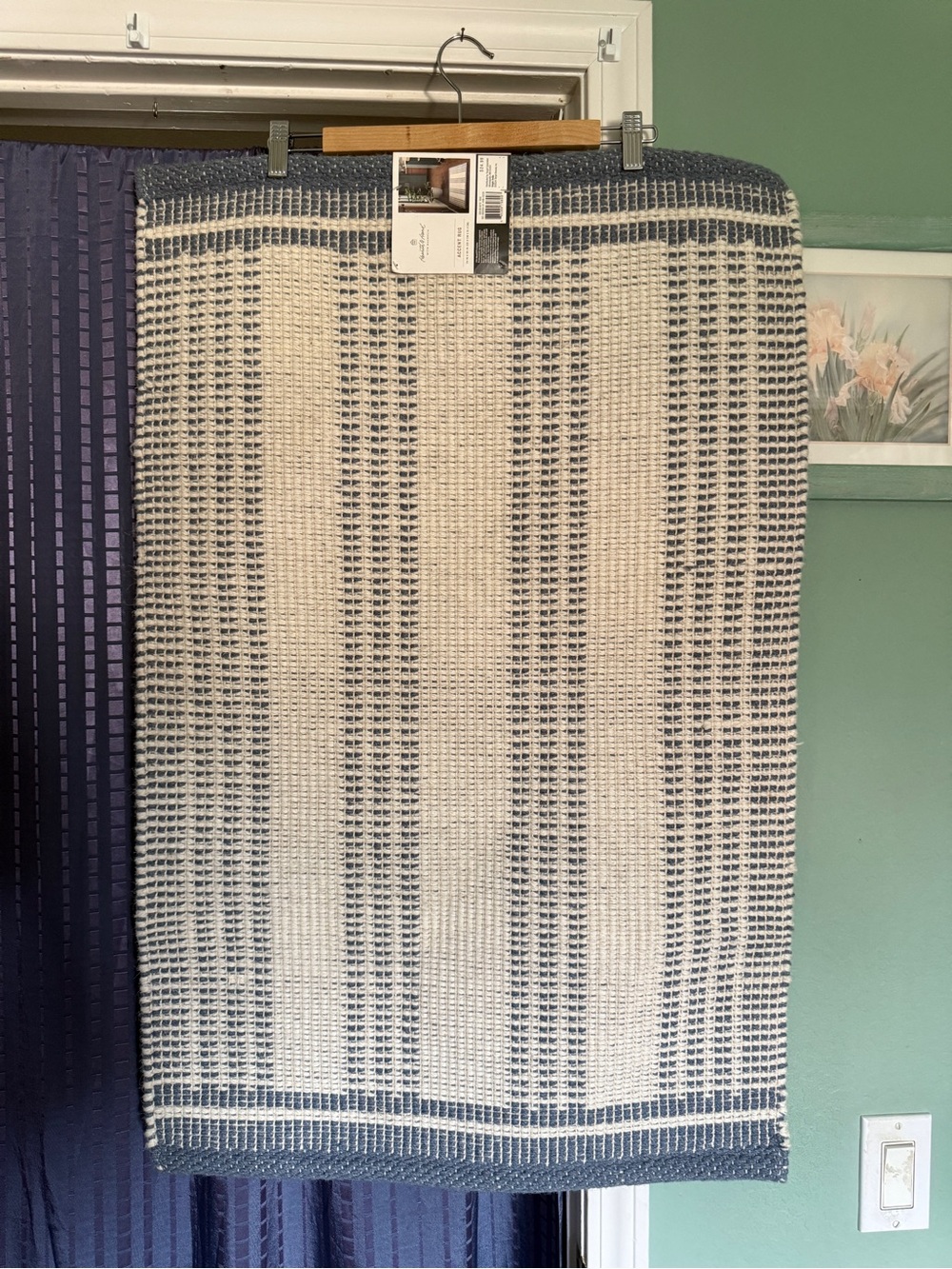 2024 Hearth & Hand Magnolia Wool Cotton Accent Rug Blue Ivory 24x36
